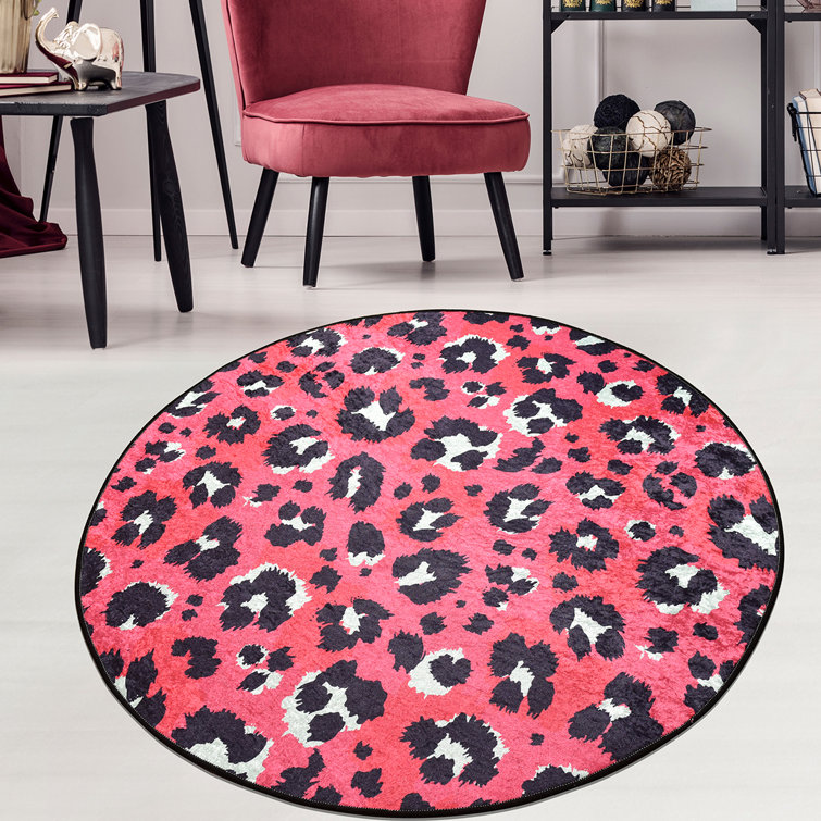 Mercer41 Lindbergh Shag Performance Black/Pink Rug Wayfair